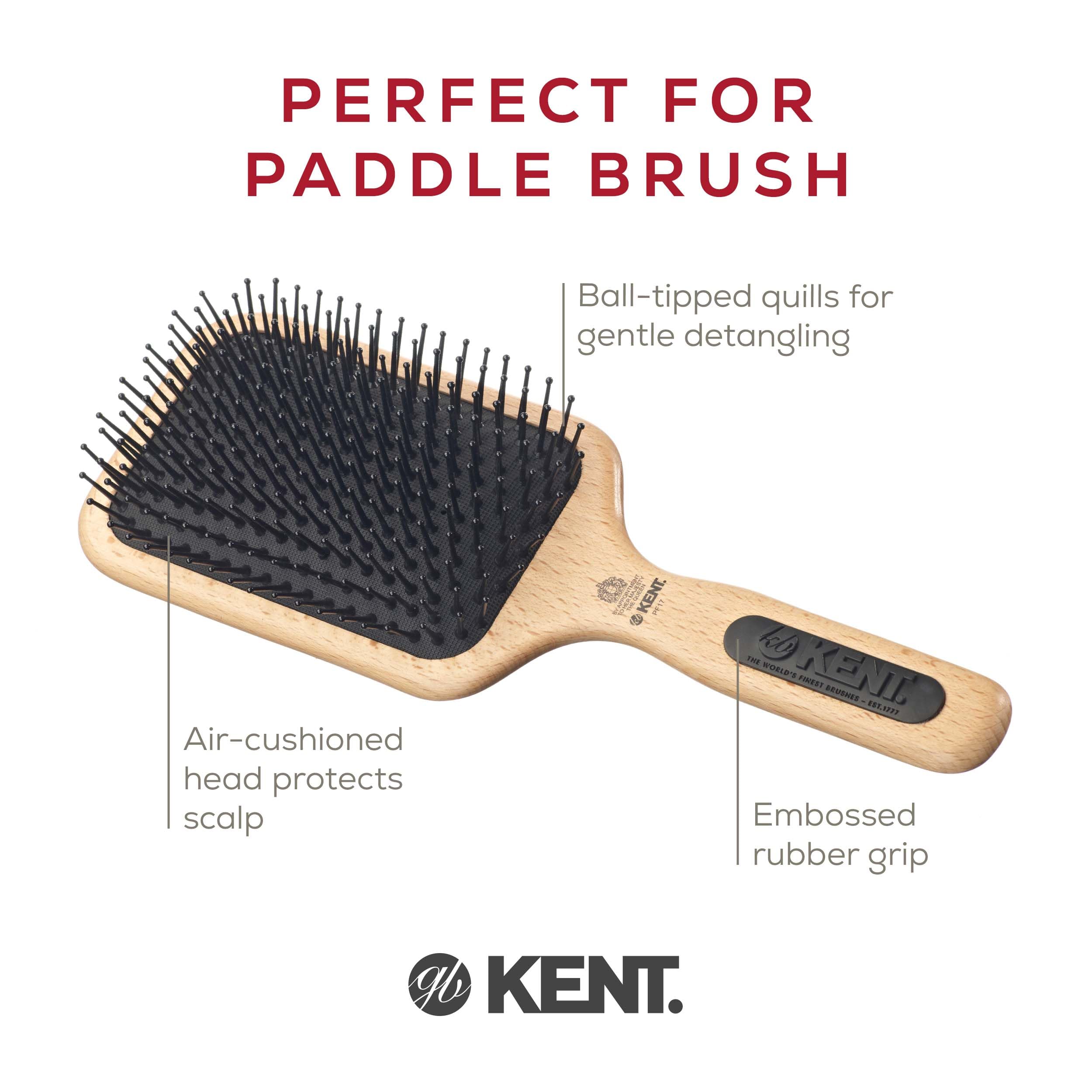 Brushing with Kent PF17 helps distribute natural scalp oils for smoother hair