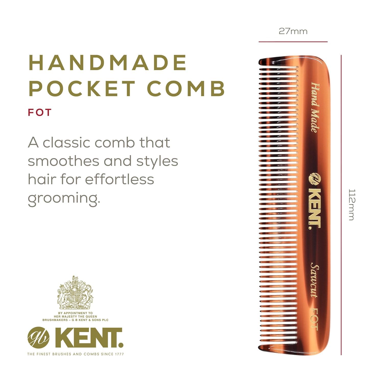Kent PF22 hair brush with premium boar bristles for gentle styling.