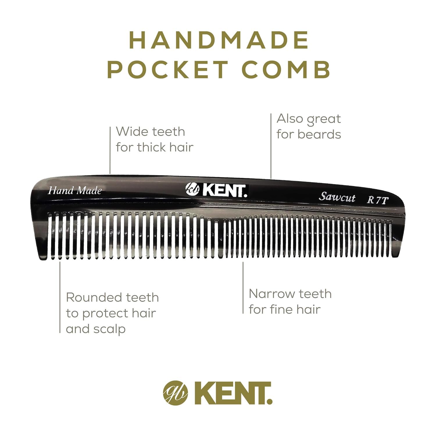 Kent R7T wide-tooth detangler ready to loosen curls.