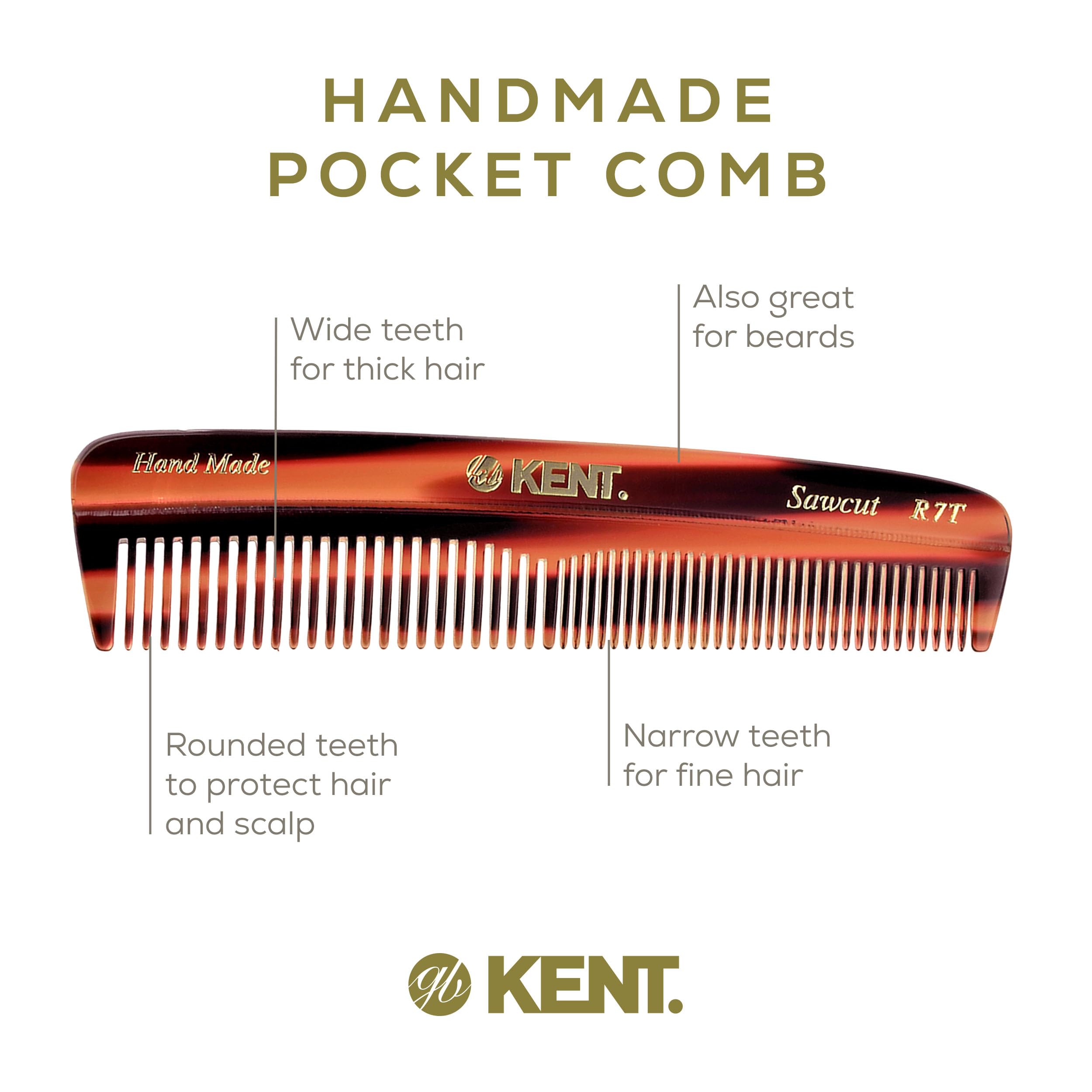 Kent R7T cellulose acetate material reduces static for smoother styling.