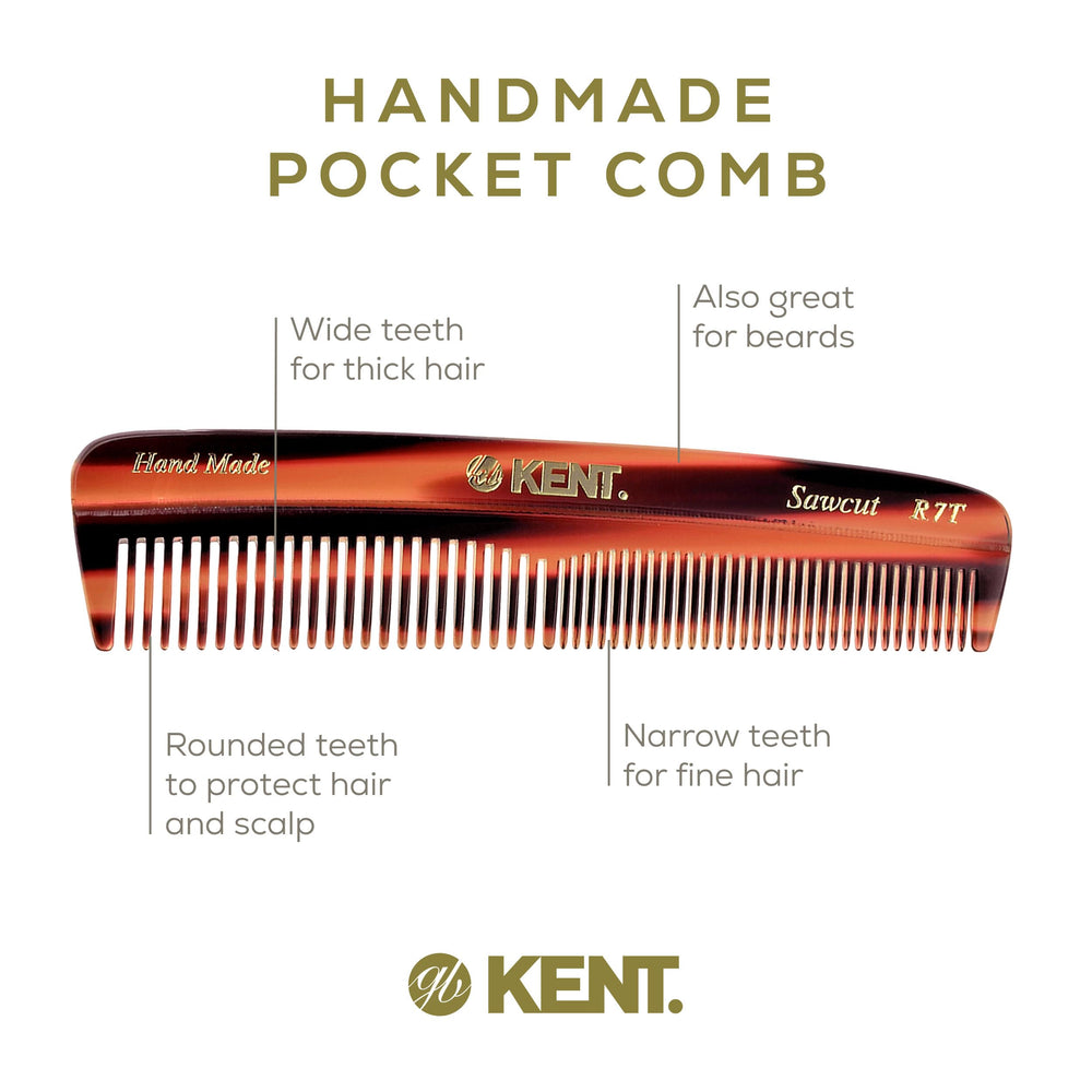 Kent R7T cellulose acetate material reduces static for smoother styling.
