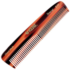 Kent R7T double tooth pocket comb with fine and wide teeth for detangling hair and beards.