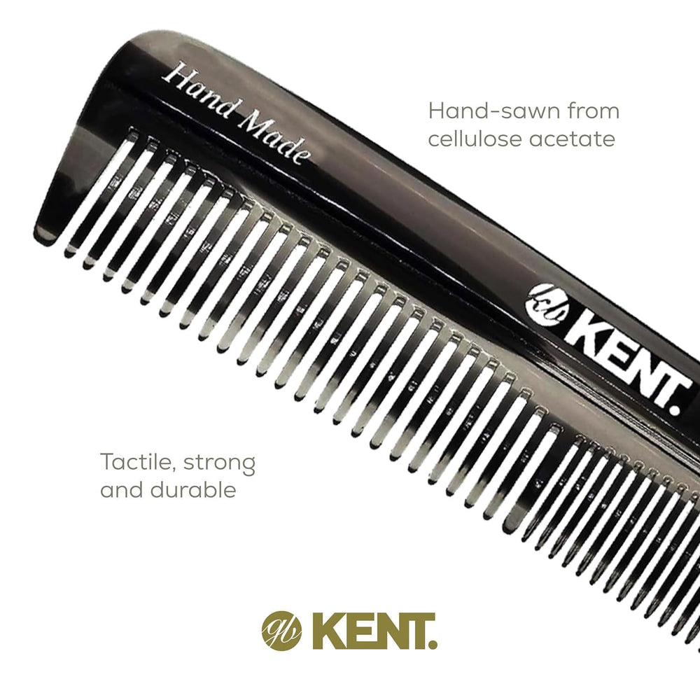 Kent R7T graphite pocket comb cellulose-acetate crafted to minimize static in hair.