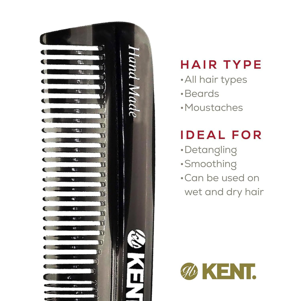 Kent R7TG compact travel-friendly comb for use on wet or dry hair.