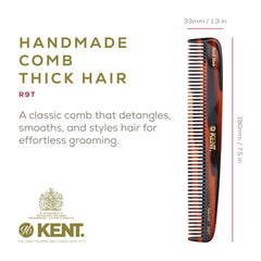 Kent R9T handmade cellulose acetate for flexible, durable daily grooming.