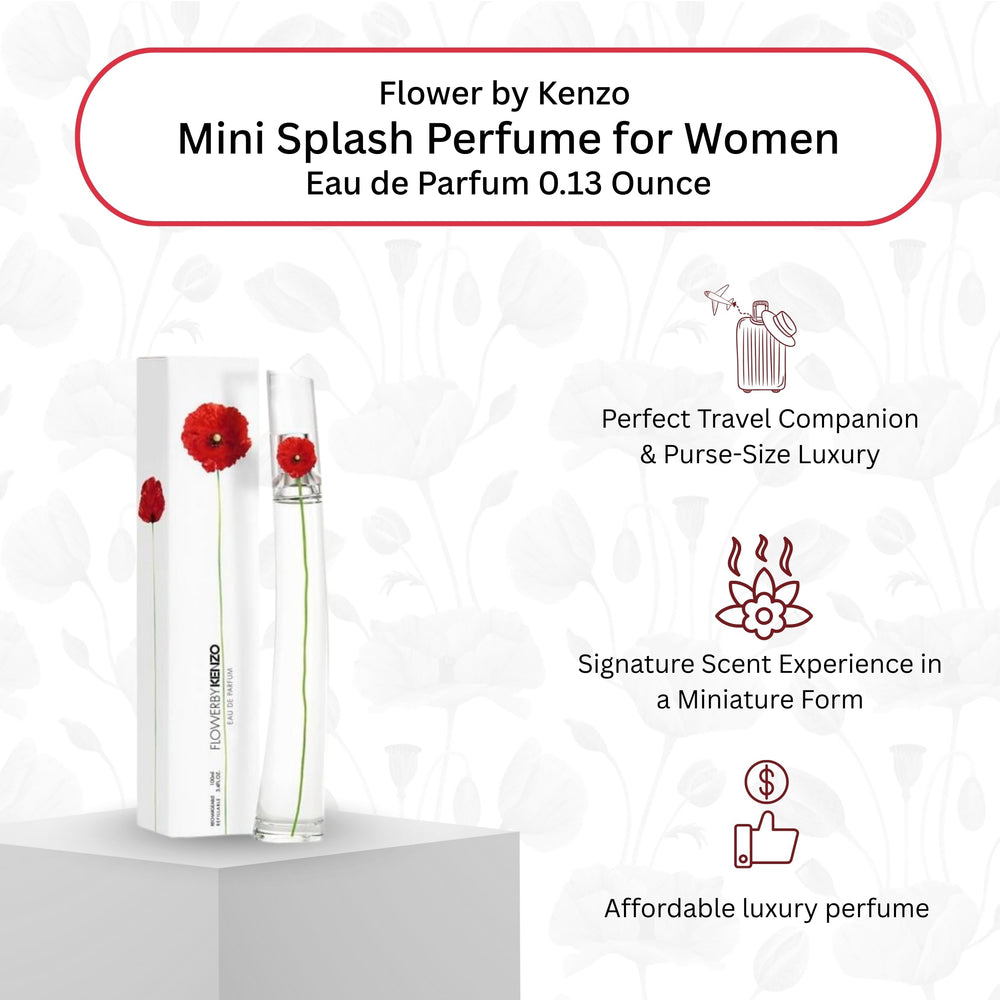 Kenzo Flower mini splash cap close-up, showcasing elegant detailing for on-the-go elegance.