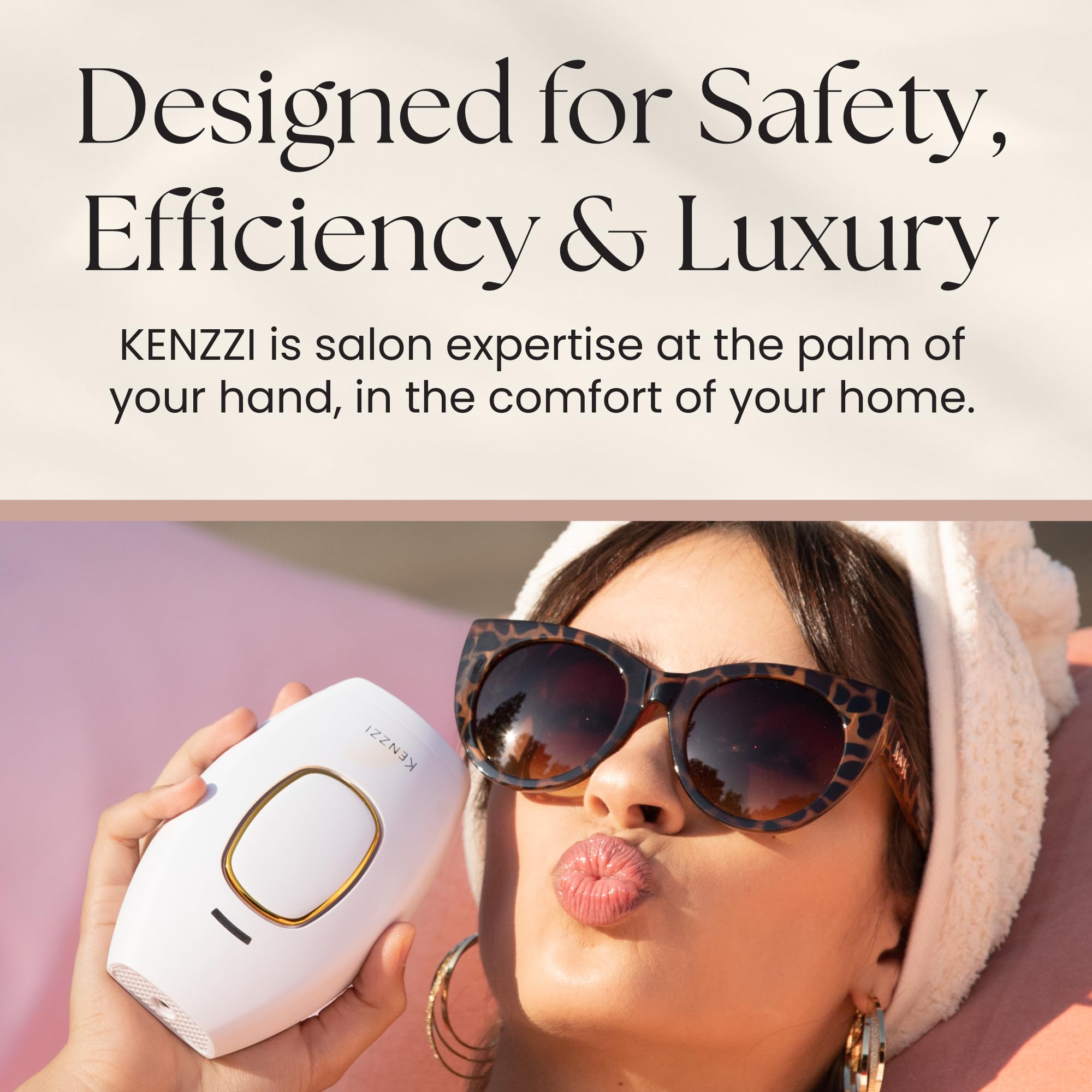 KENZZI IPL Handset side view shows comfortable grip for quick treatments