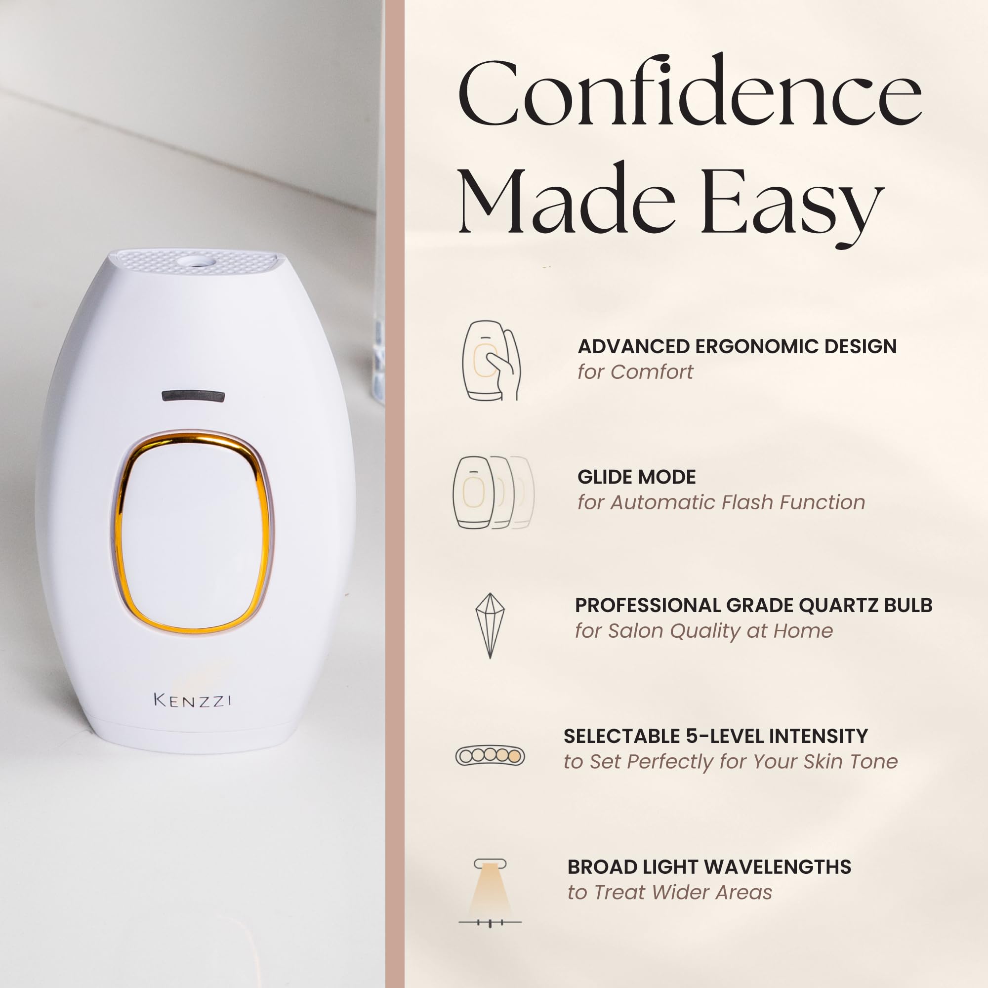KENZZI IPL Handset underarms use for smooth skin with regular sessions