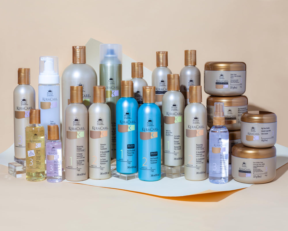 Damp hair shows routine care with scalp hydration from KeraCare.