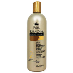 KeraCare Leave-In Conditioner bottle promotes smooth, manageable hair with lasting moisture.