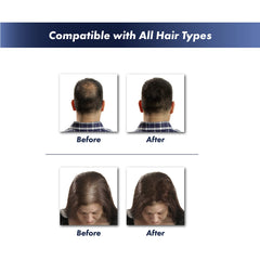 KeraFiber application action illustrating fibres bonding with existing hair for seamless coverage
