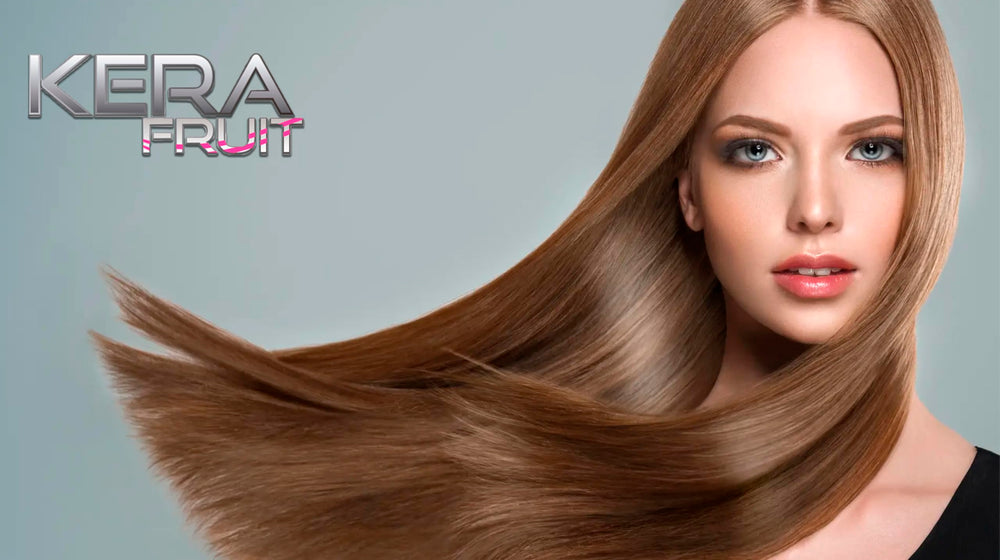 KERA FRUIT Gold Diamond before-and-after hair wave demonstration.