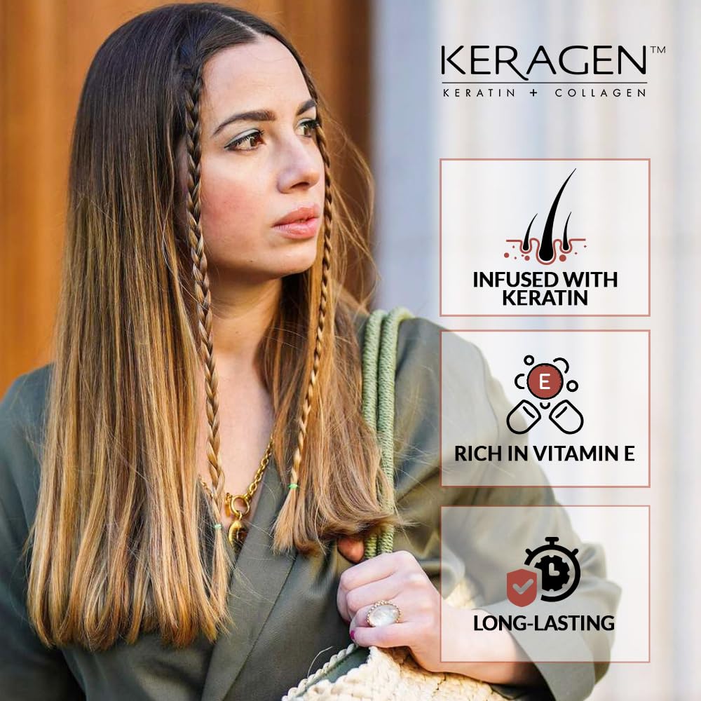 Keragen argan oil serum 1.7oz adds shine and nourishment for repaired hair.