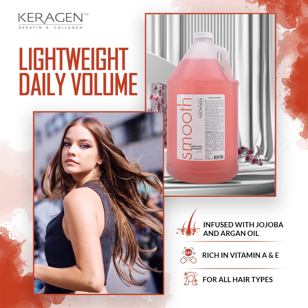 KERAGEN Clarifying Shampoo foam lather demonstrates gentle cleansing for all hair types