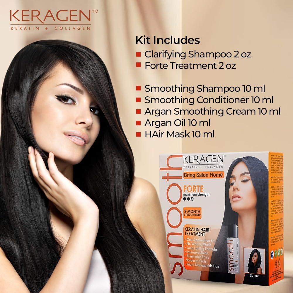 KERAGEN Forte treatment jar demonstrates targeted care to reinforce strands during smoothing