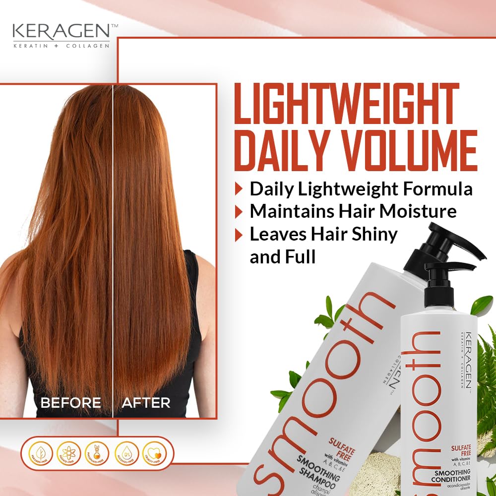 Keragen smoothing shampoo USA-made heritage for family care.
