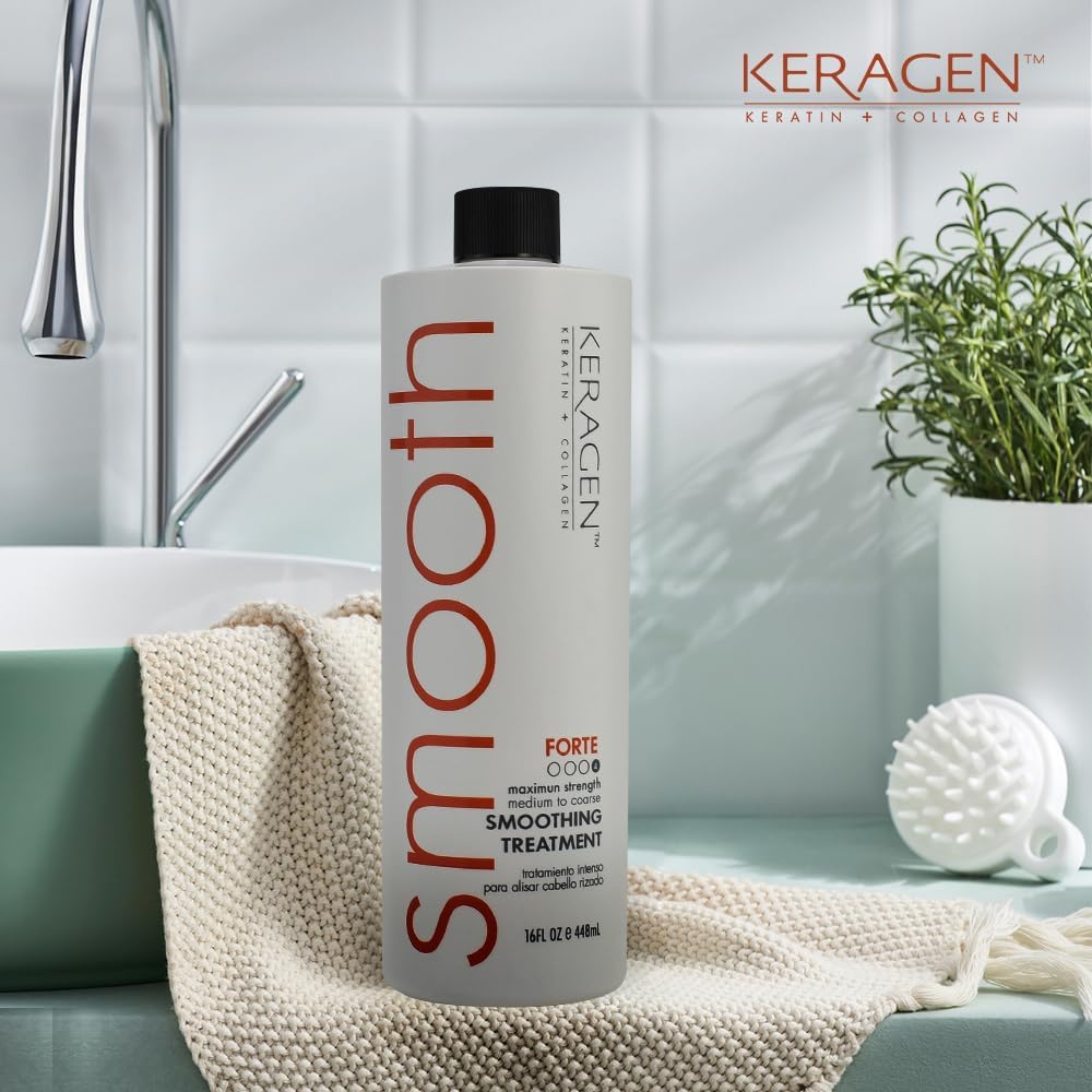 KERAGEN USA-made keratin care supports gentle at-home smoothing.