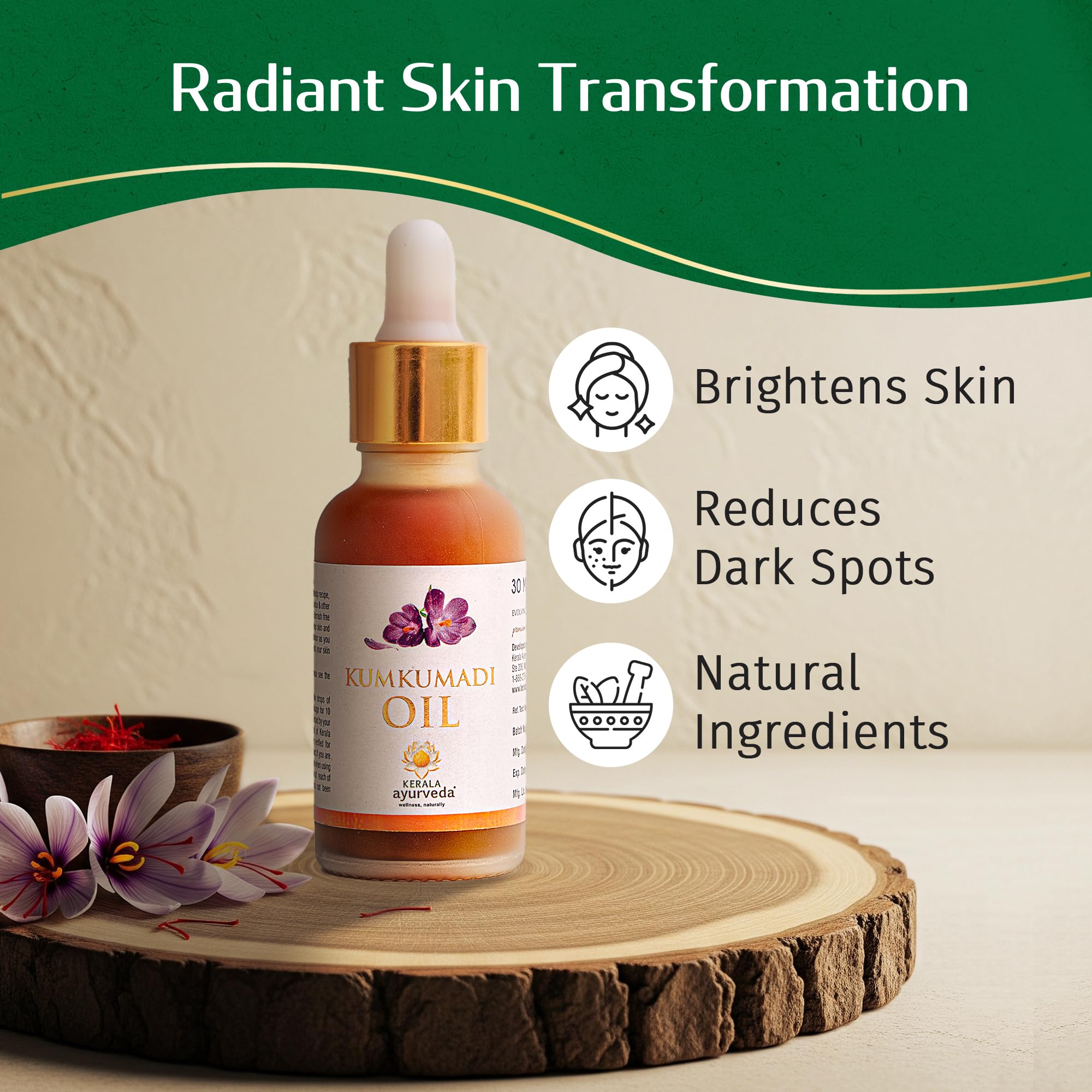 Close-up of Kumkumadi Serum texture highlighting lightweight oil for daily use