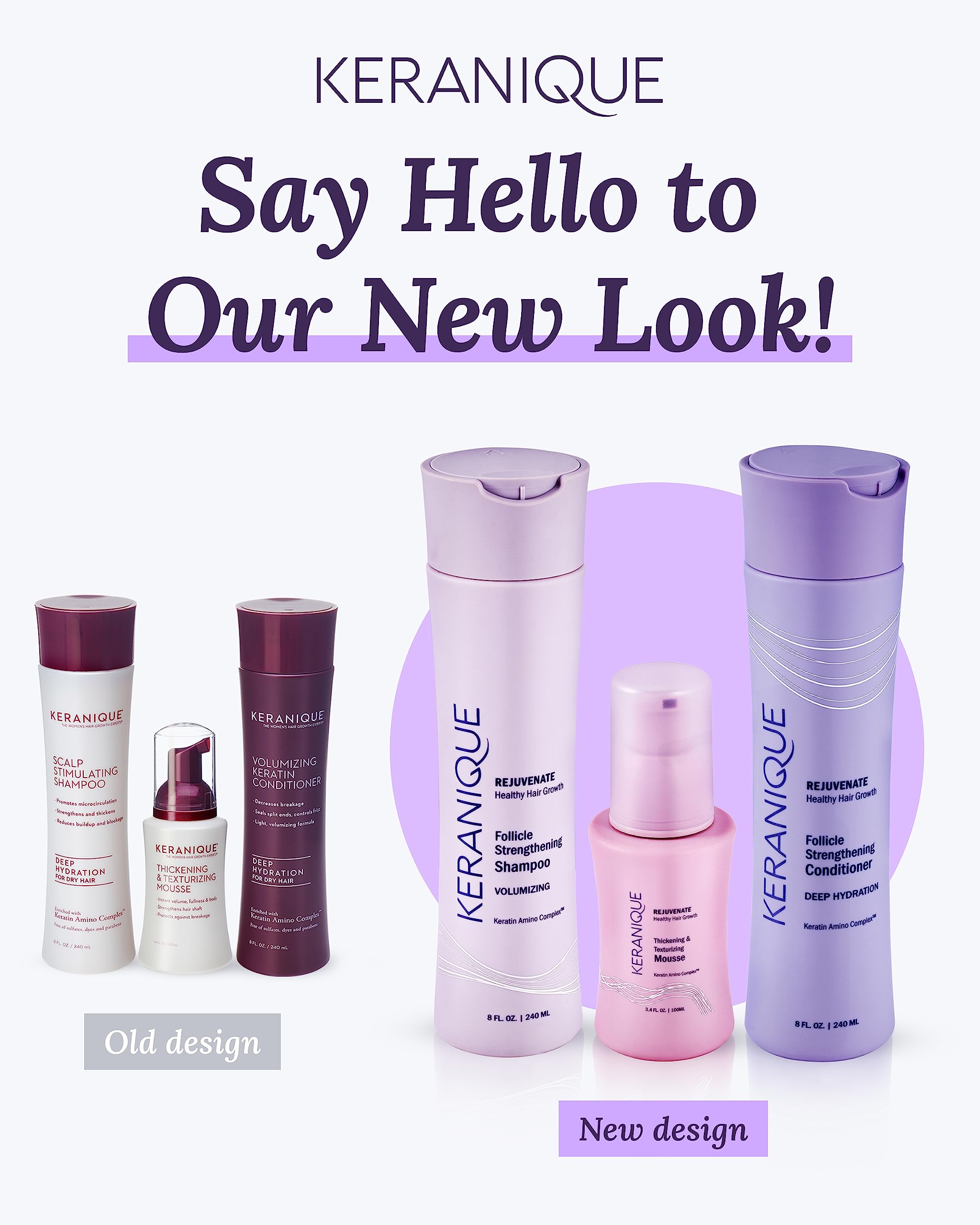 Keranique bottle and box closeup focusing on premium packaging of the set