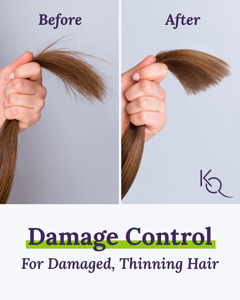 Keranique conditioner bottle front for damaged hair, smoother manageability.