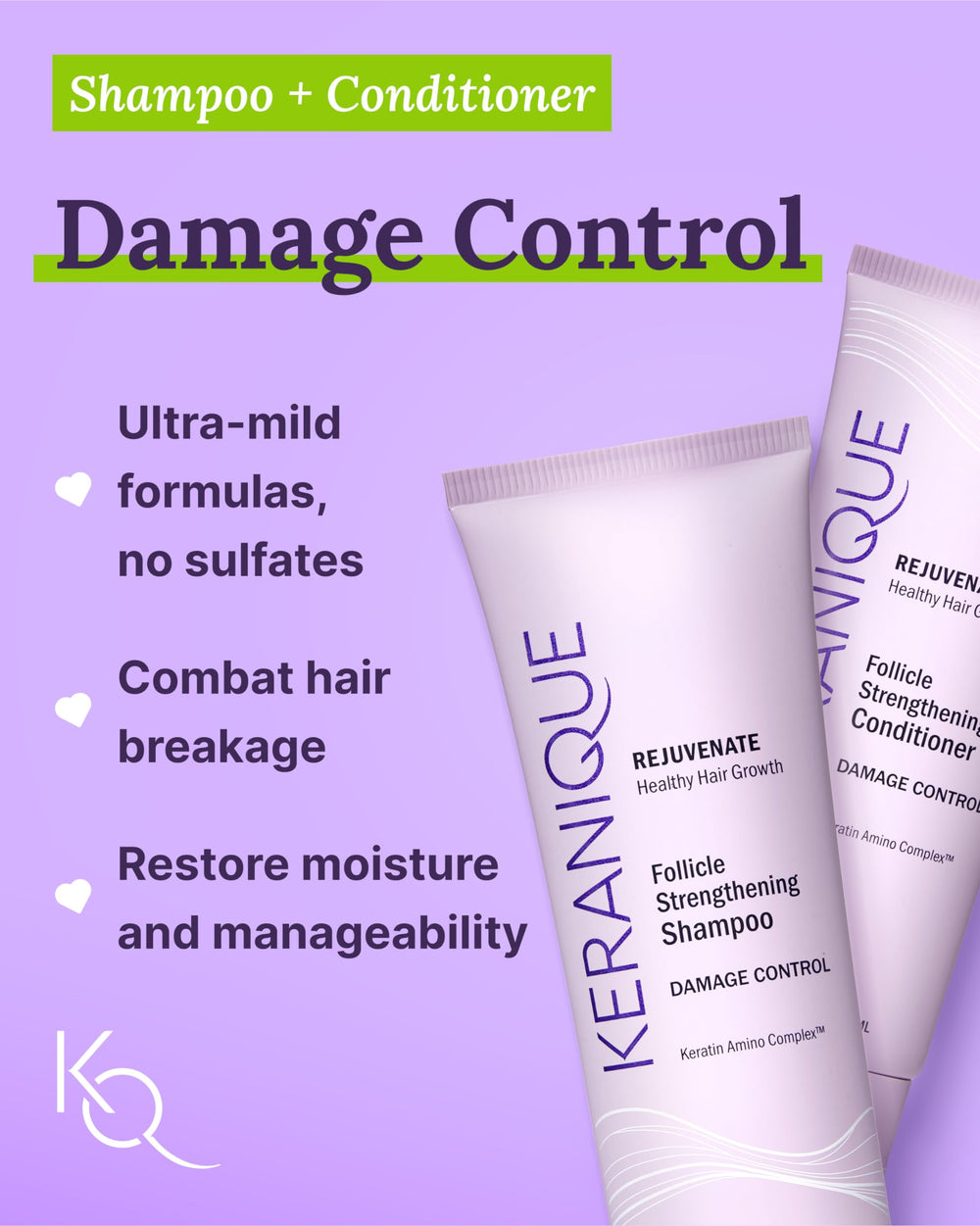 Keranique Damage Control Set follicle booster serum bottle supports root nourishment and scalp conditioning.