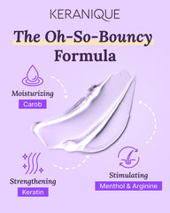 Keranique hair volume application closeup highlights volumizing formula.