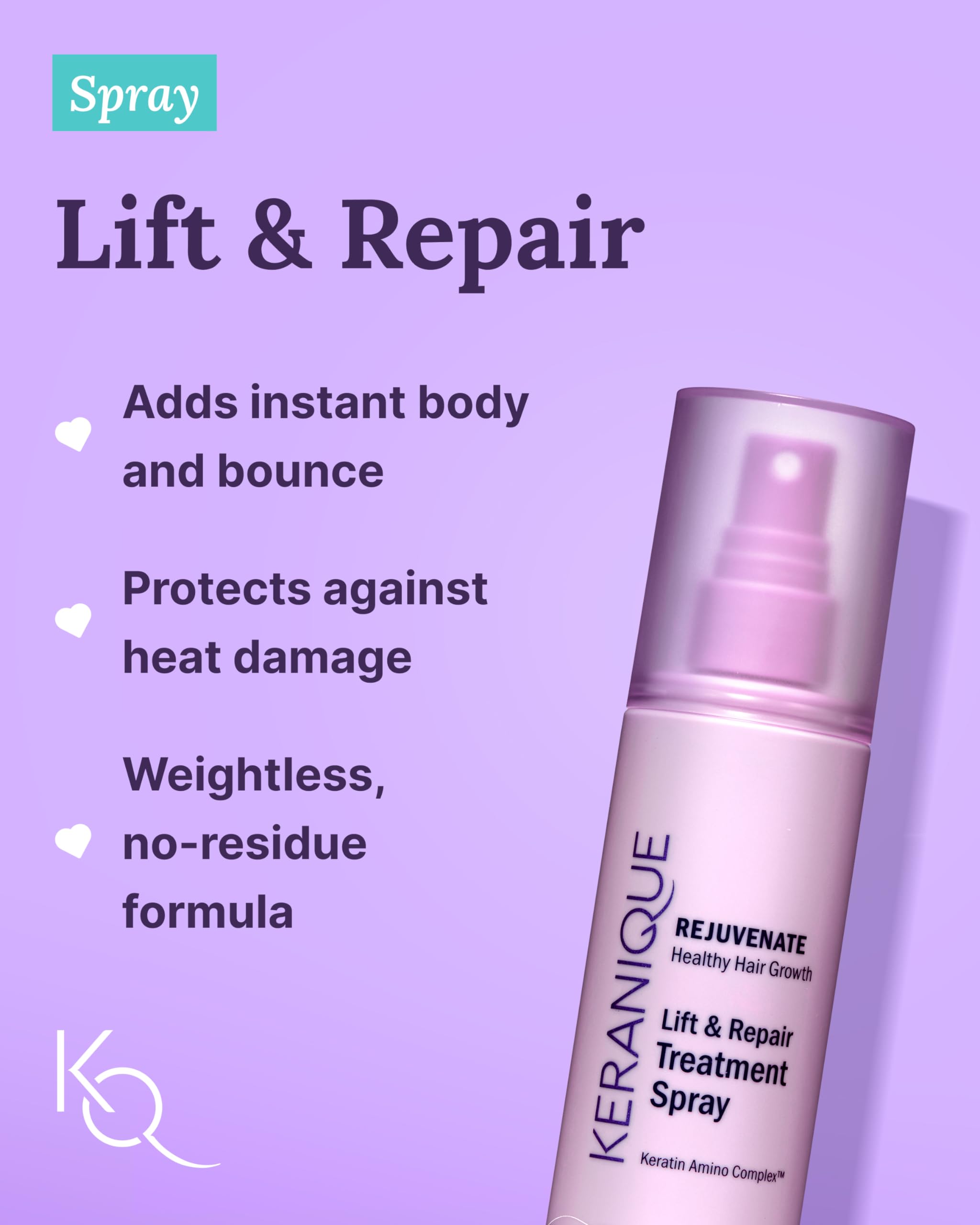 Keranique heat-protectant spray bottle shields hair from heat damage