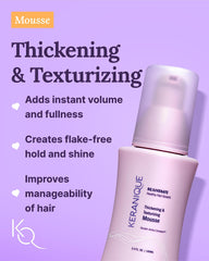 Keranique keratin amino complex graphic highlights strengthening care.