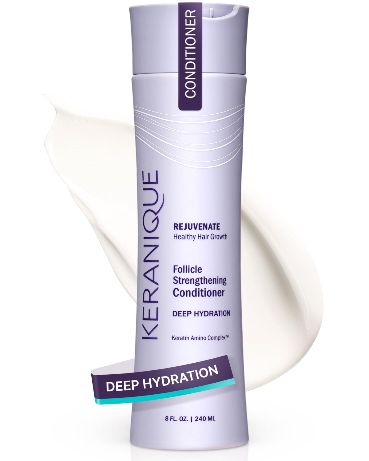 Keranique Keratin Conditioner bottle showing hydrating formula for thinning hair