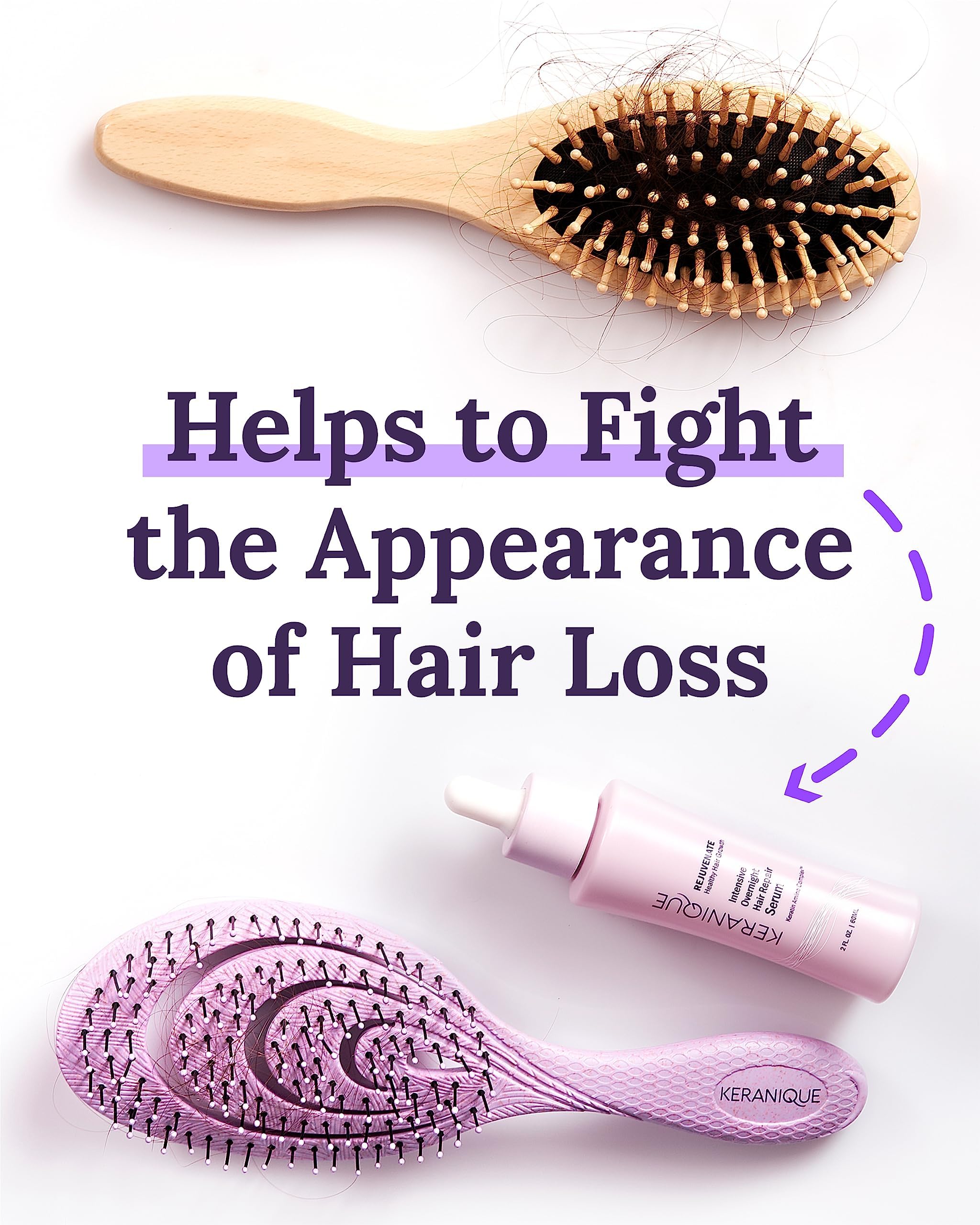Keranique Overnight Hair Serum texture close-up showing light, non-greasy feel.