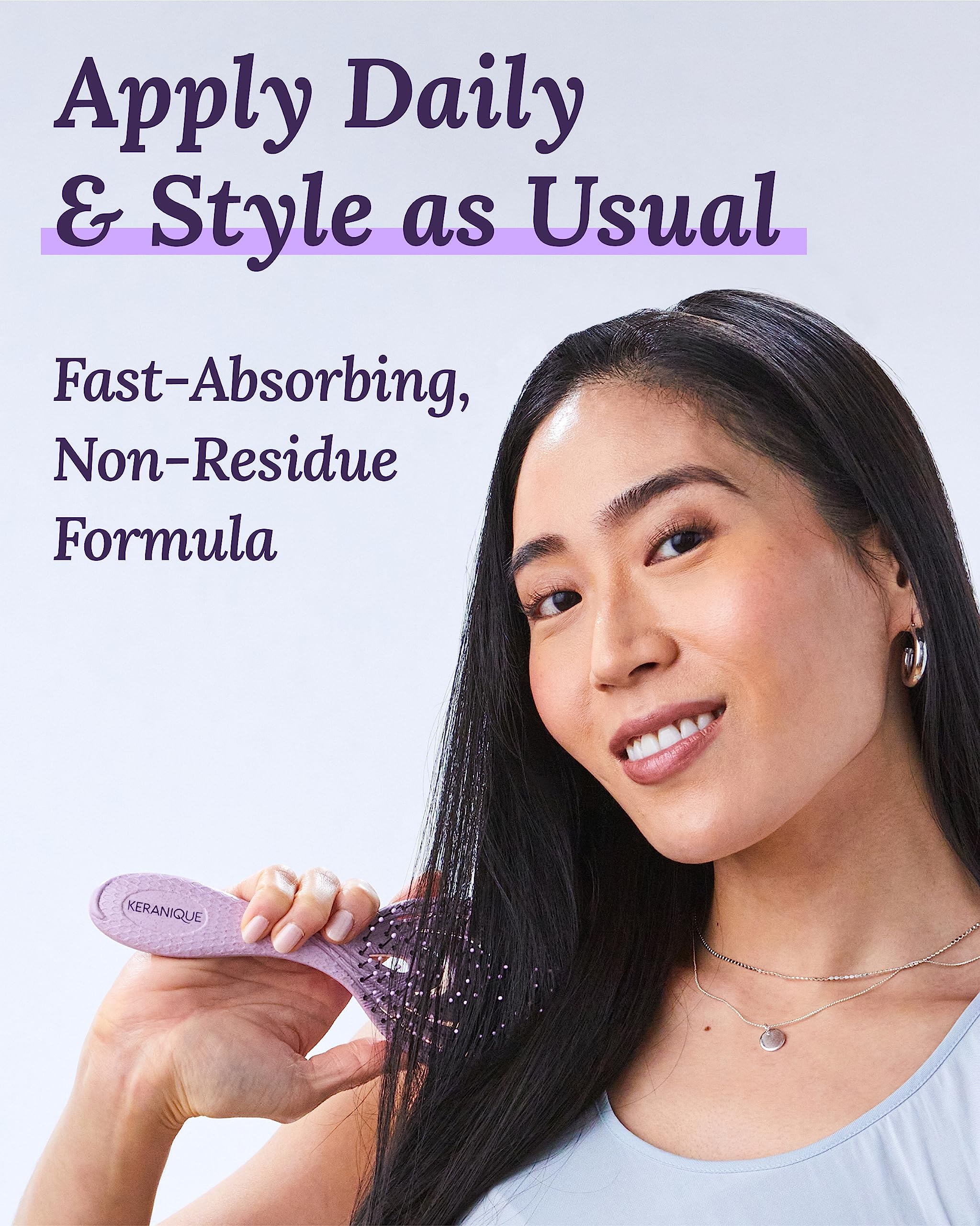 Keranique scalp application demo showing serum on scalp