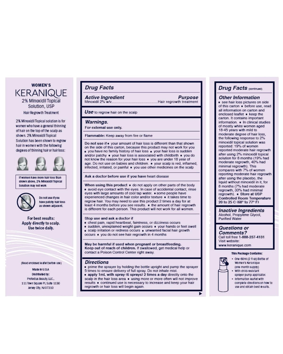 Keranique near-shine end results on model hair highlight softness and manageability