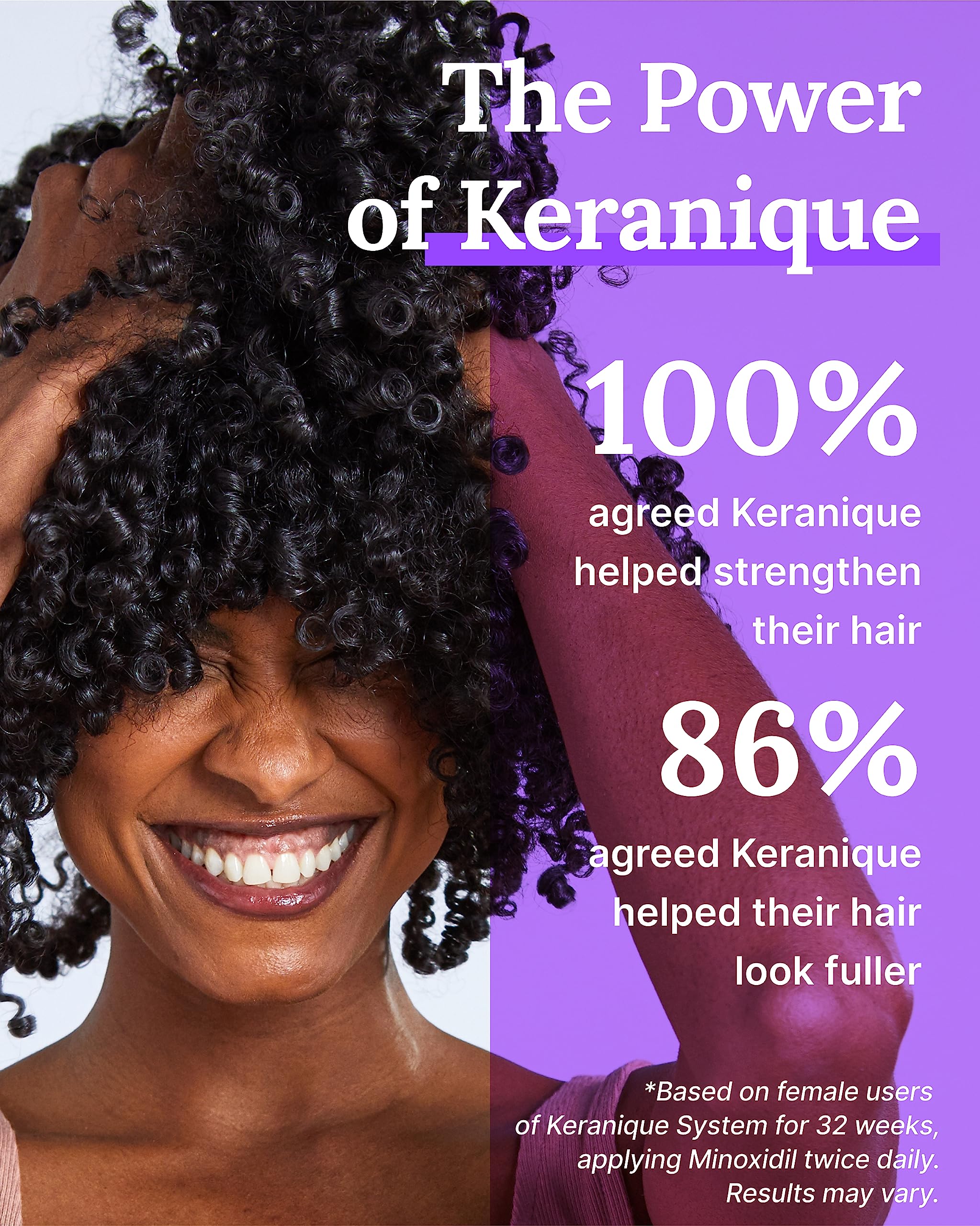 Keranique texture being massaged into the scalp for energizing roots