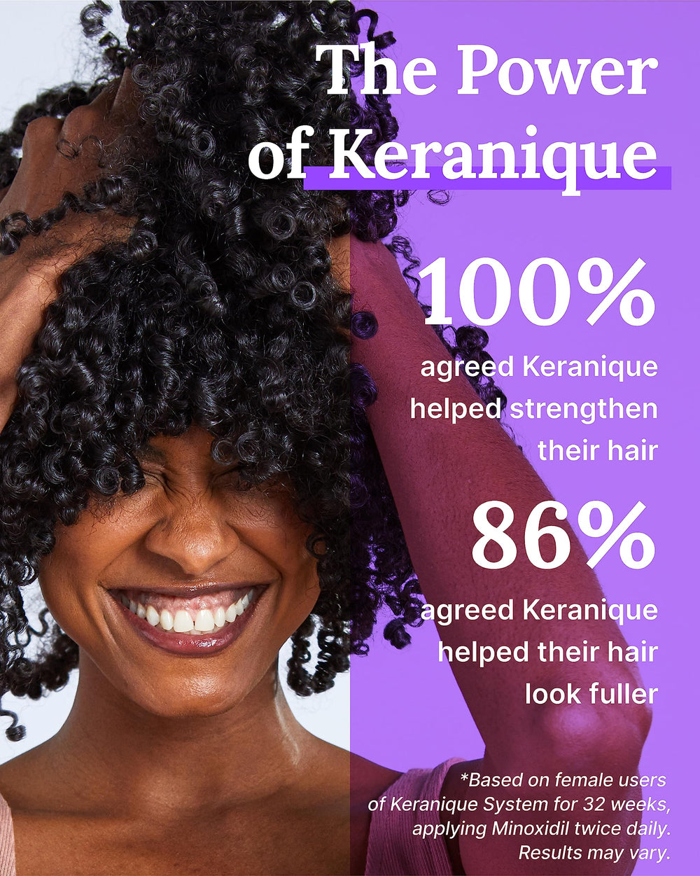 Keranique texture being massaged into the scalp for energizing roots
