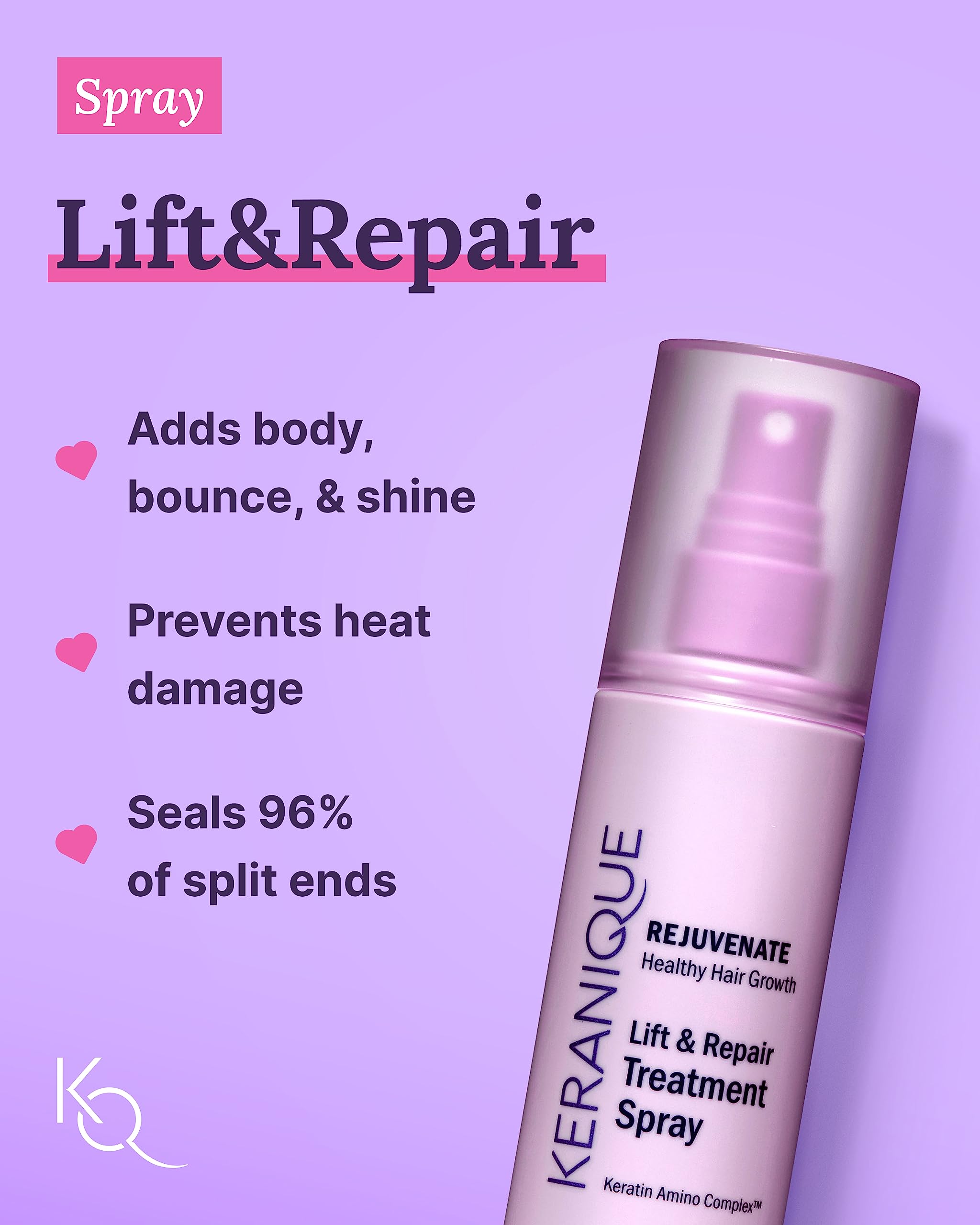 Close-up of Keranique thickened hair shafts during styling.