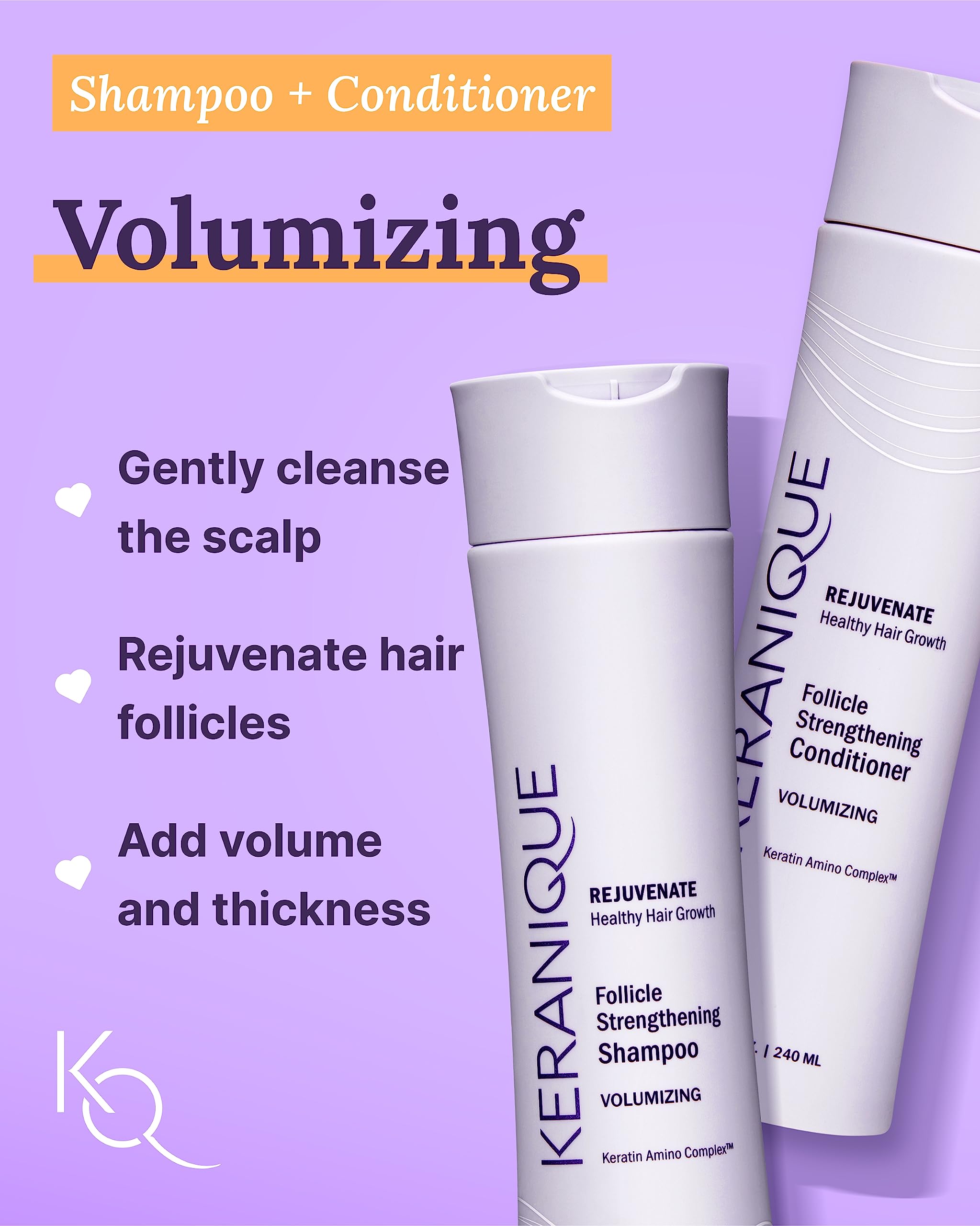 Keranique thickening mousse dispenser shows light hold and easy styling.