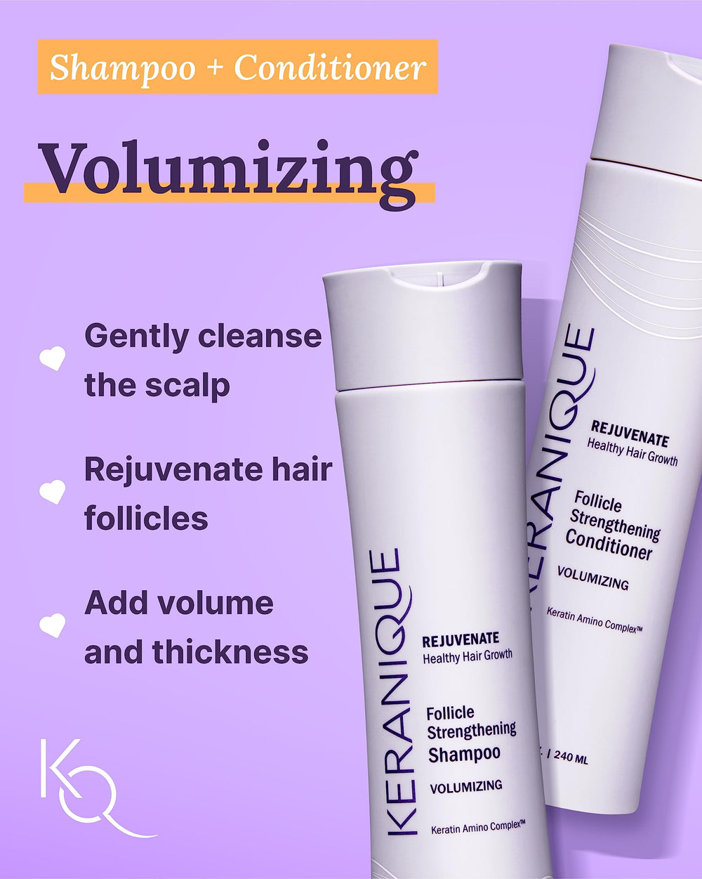 Keranique thickening mousse dispenser shows light hold and easy styling.