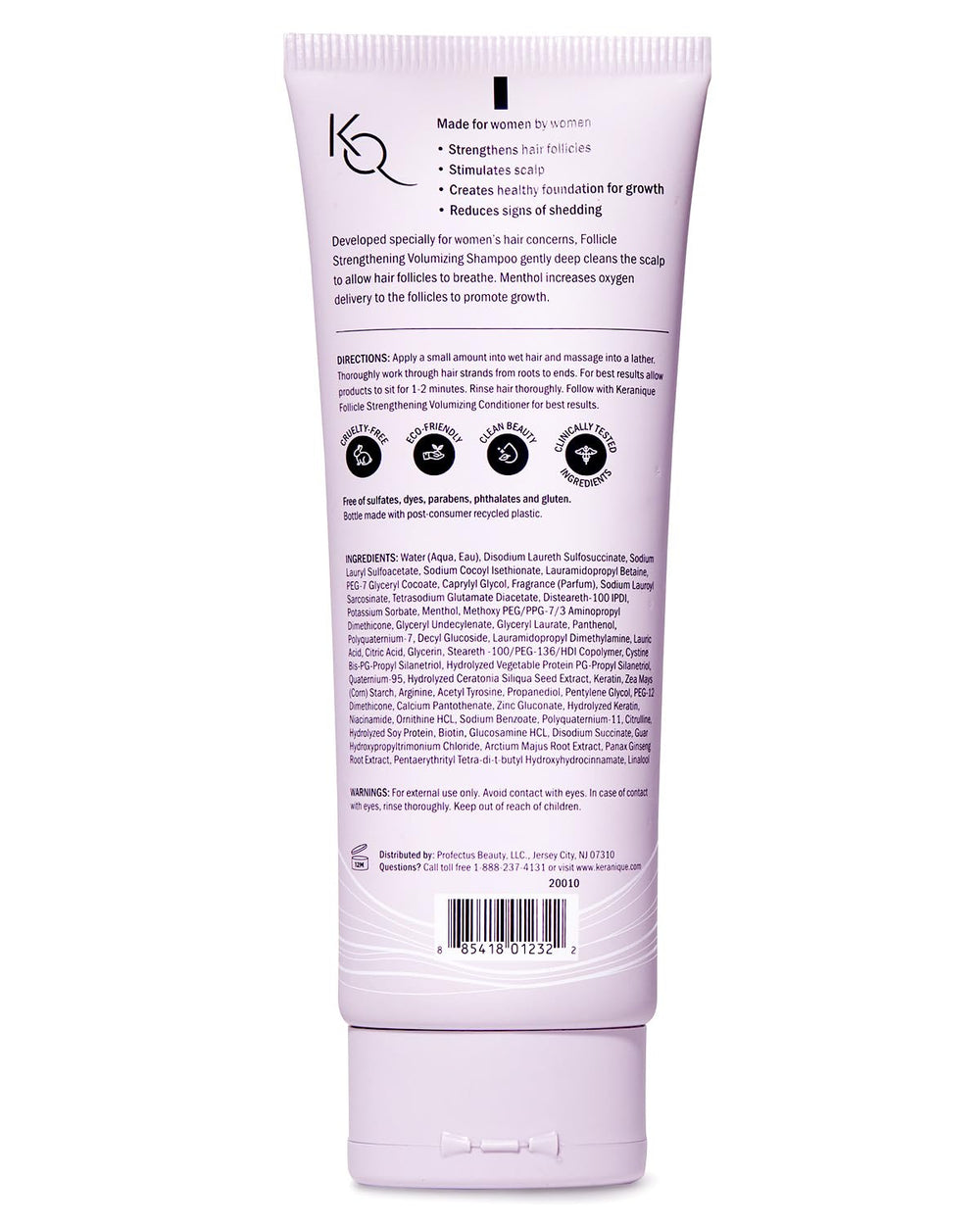 Keranique logo and bottle emphasize trusted, sulfate-free cleansing.
