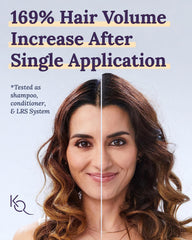 Keranique Volume Shampoo pump pressed for easy, mess-free daily application.
