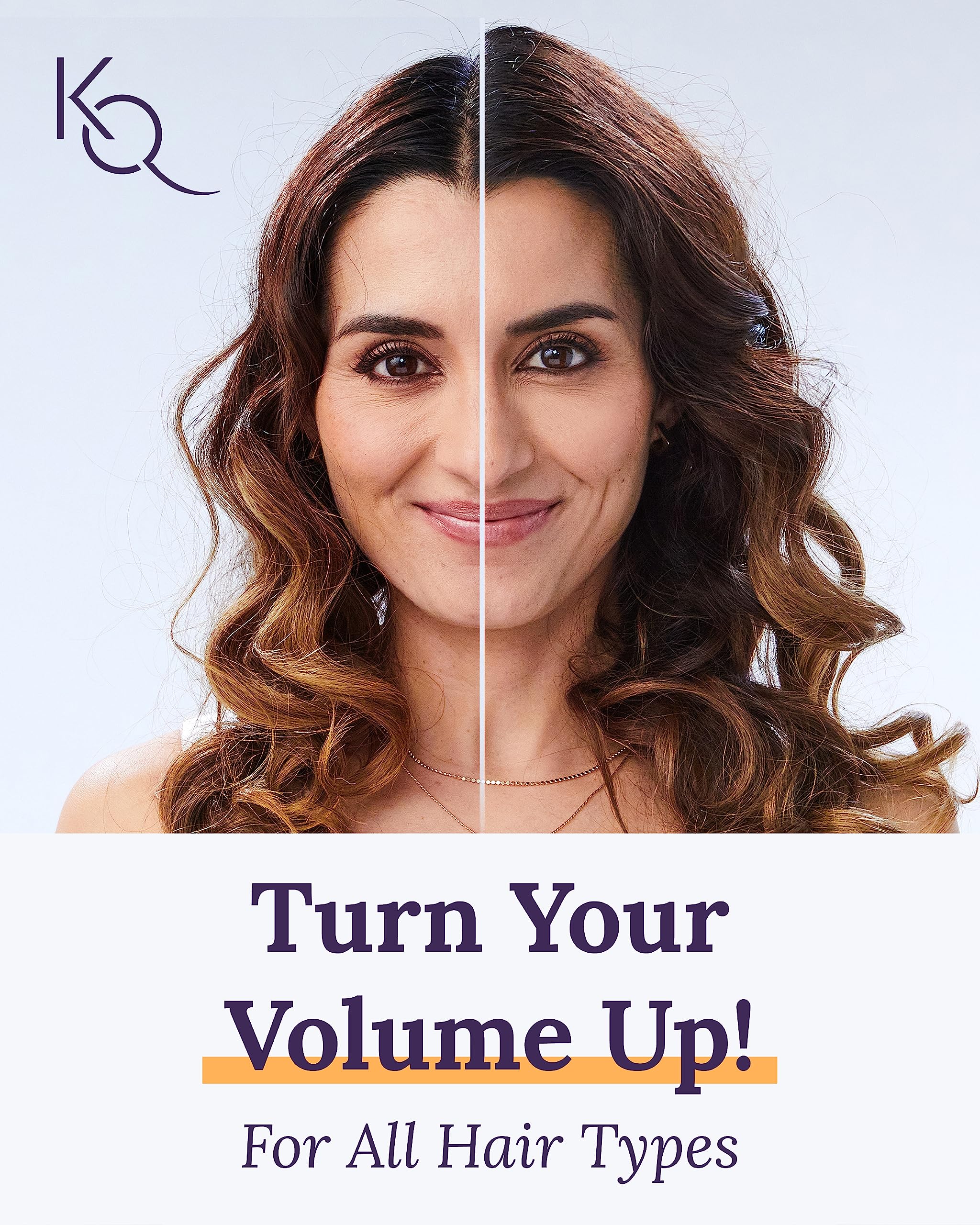 Keranique volumizing conditioner bottle promotes smooth, lifted hair.