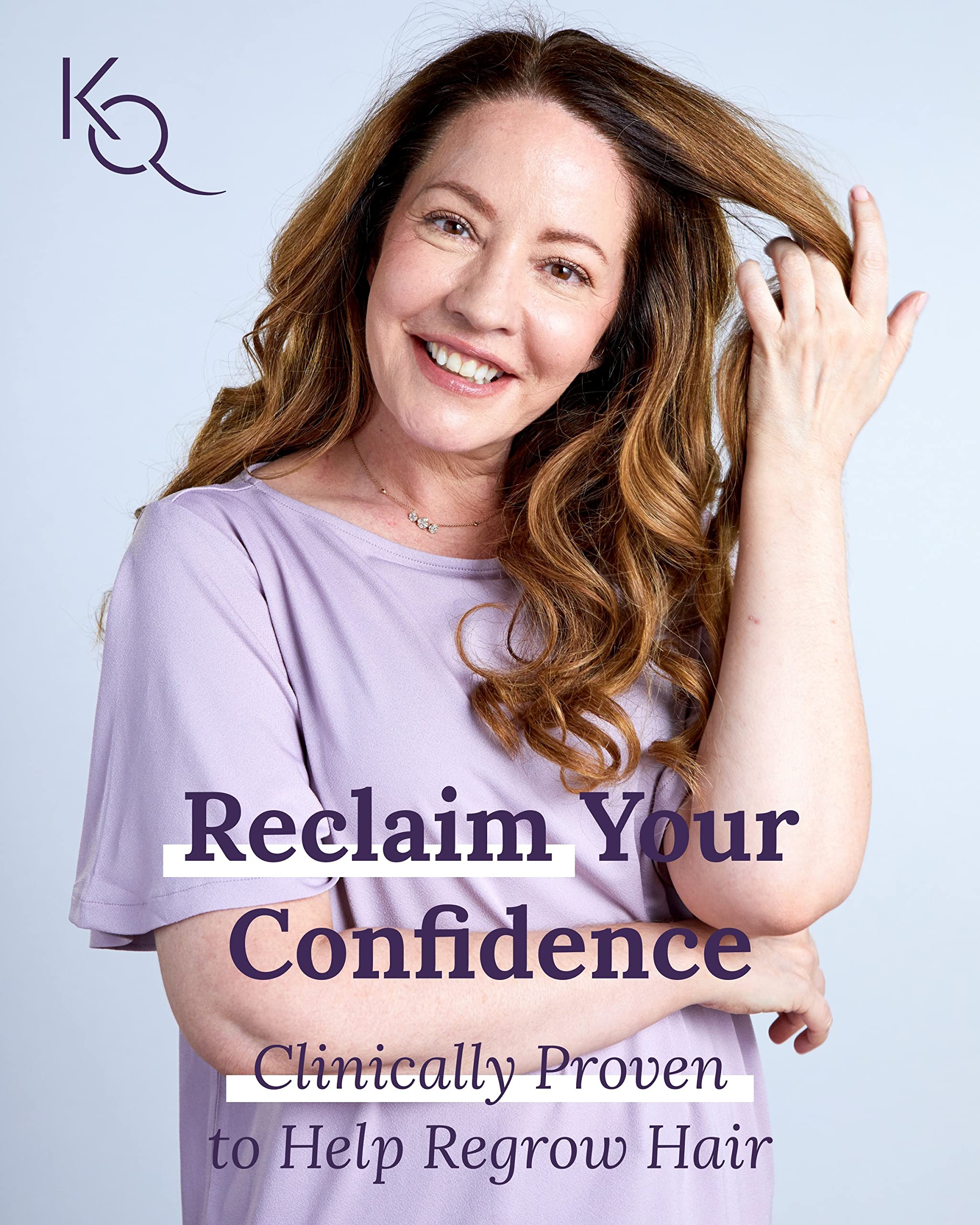Keranique women’s hair thickening result visual showing added volume.