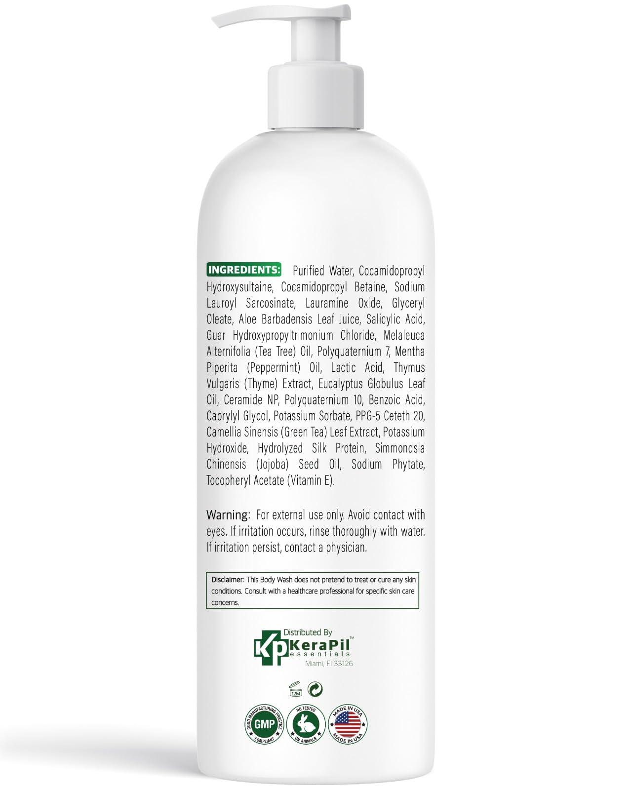 KERAPIL Bacterinyl Tea Tree Oil Body Wash two bottles ready for daily routine and odor control.
