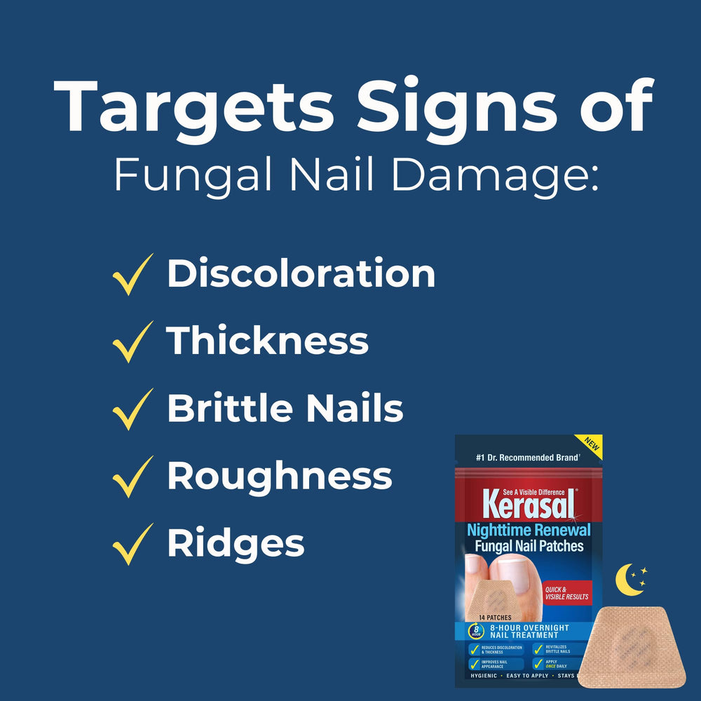 Kerasal Nighttime Renewal packaging shows 14 patches for convenience.