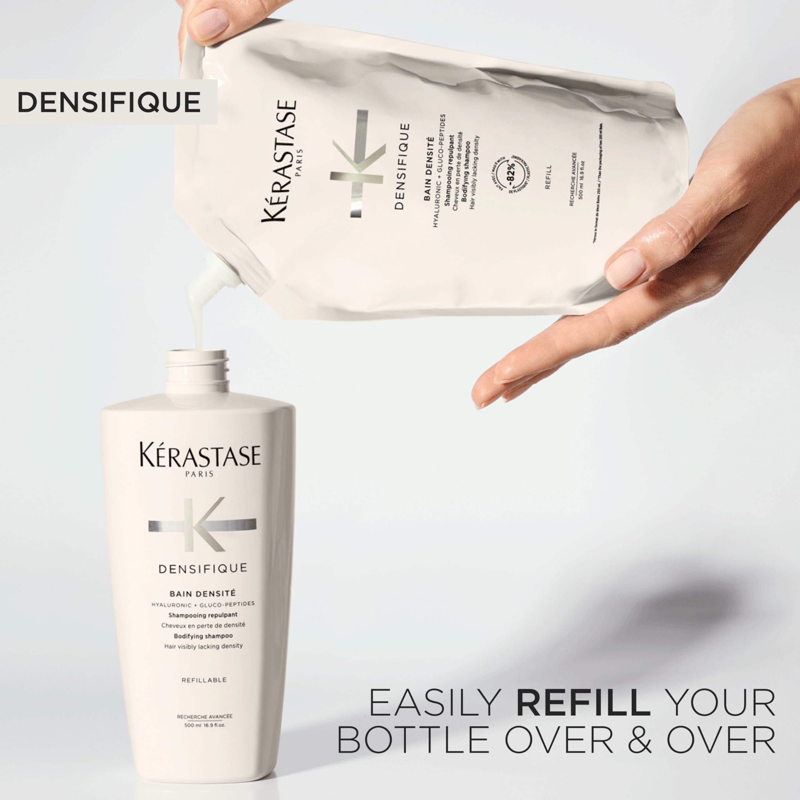Kérastase Densifique hair fiber close-up showing even texture and fullness potential
