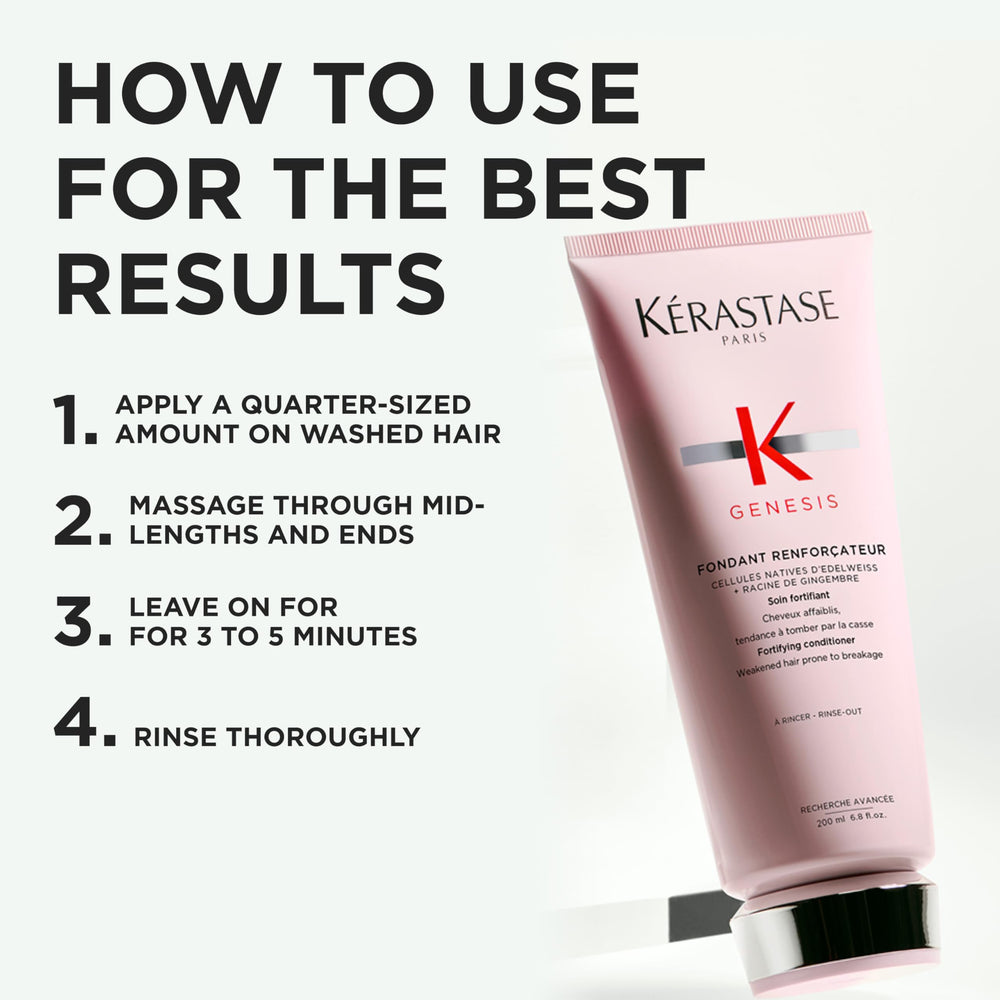 Kerastase Genesis conditioner texture shows creamy detangling formula.