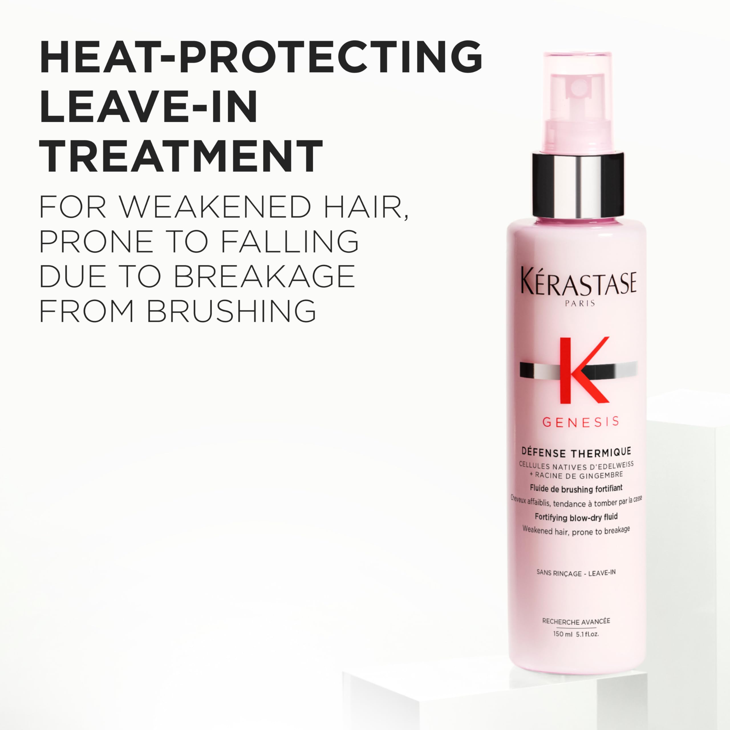 Kerastase Genesis Thermique spray on hair shows detangling and shine