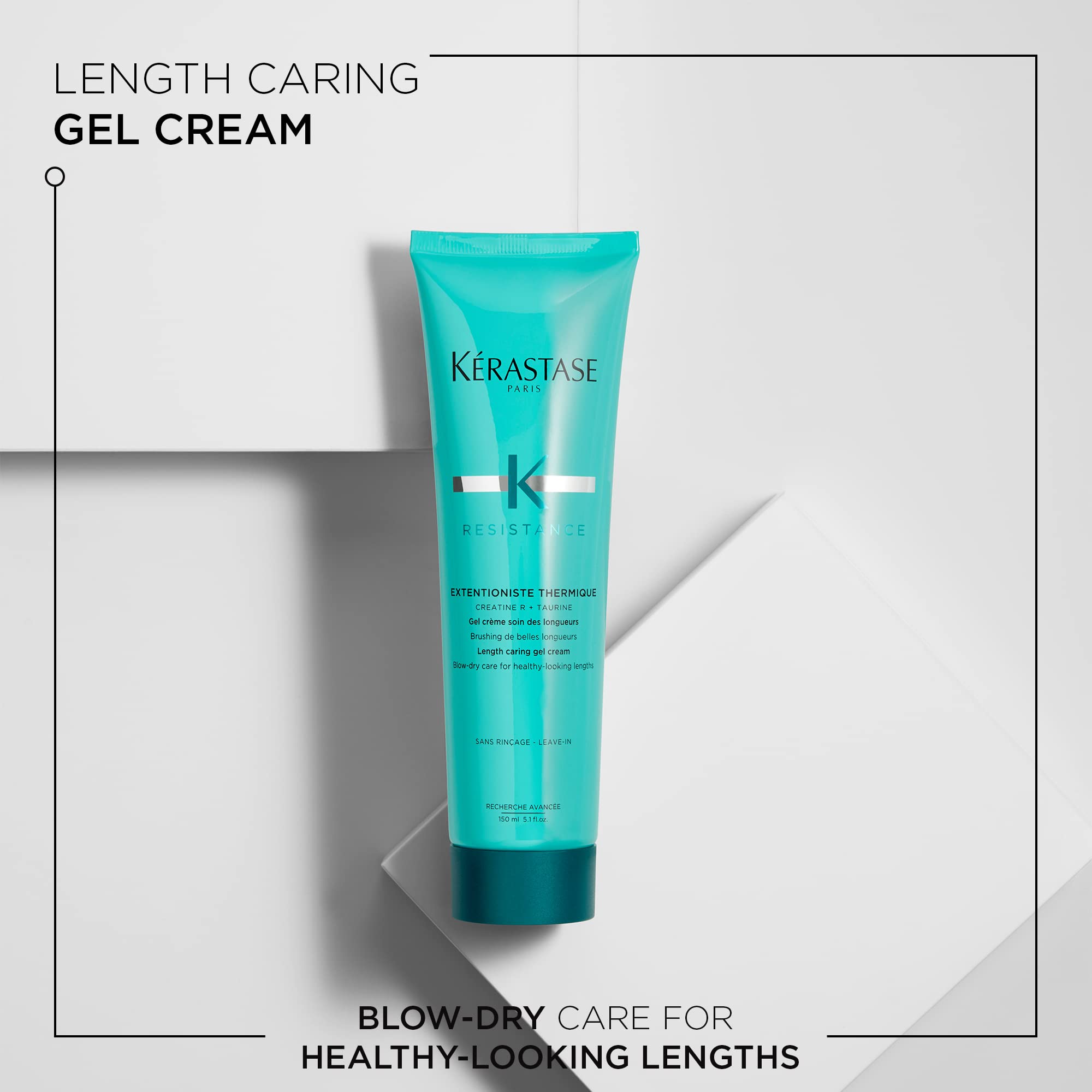 KERASTASE Extentioniste Thermique application demonstrates quarter-sized amount for mid-lengths.