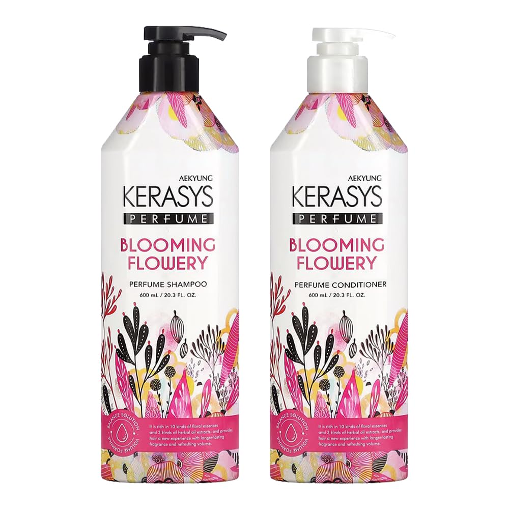 Kerasys Perfume Blooming Flowery shampoo bottle for a refreshing cleanse and floral scent.