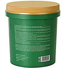 KERATIN BAR blue bleaching powder being poured, highlighting easy mixing for precise applications