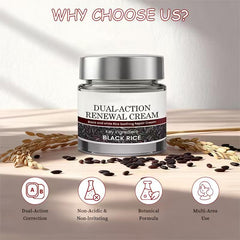 Keratin Erase black rice blend illustration emphasizing gentle nourishment.